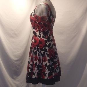 Dressbarn Fit and Flare Floral Rose Pattern Dress